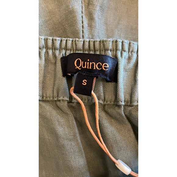 Quince Jumpsuit Size S Green European Linen Square Neck Beach Minimalist NWT - Picture 8 of 11